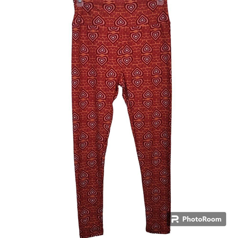 LuLaRoe Pink And Red Hearts Leggings